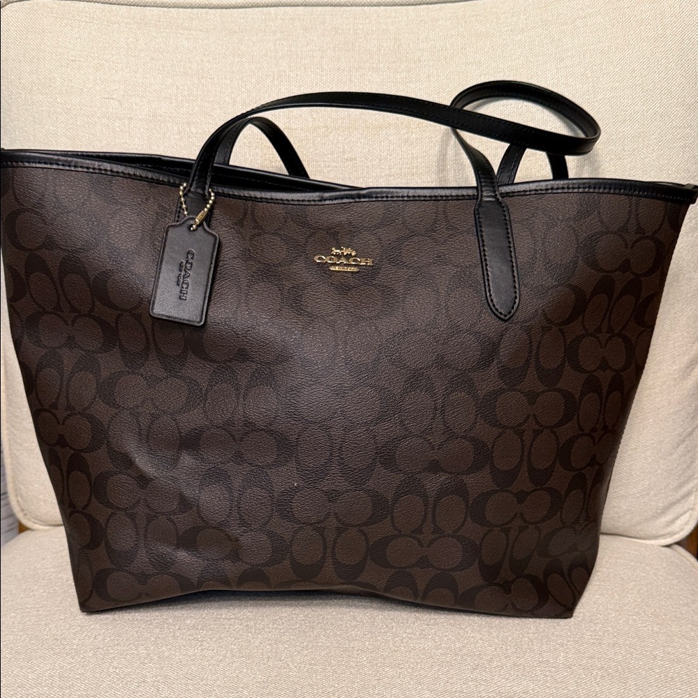 Coach Dark Brown Signature Tote